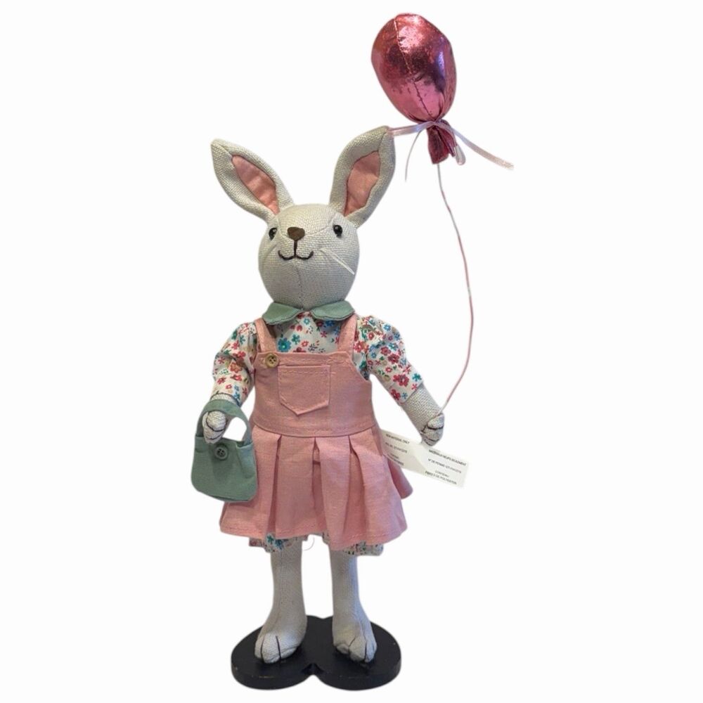 Easter Bunny Shelf Sitter Fabric Decor Figurine Classic Pink Spring Farmhouse 🐰